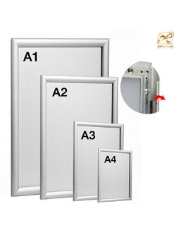 กรอบอะลูมิเนียม รุ่นA สีเงิน เฟรมเปิดออกได้ทั้ง4ด้าน ใส่งานพิมพ์ได้ง่าย (สั่งผลิตตามขนาดที่ต้องการได้)