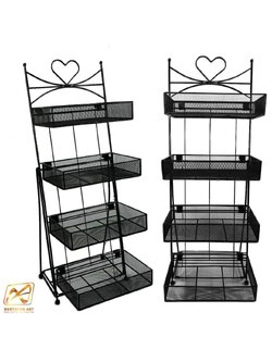 ชั้นวางสินค้าเหล็ก 4 ชั้น สีดำ รูปหัวใจ ขนาด (W)35 x (D)22 x (H)100 cm. ถอดประกอบได้