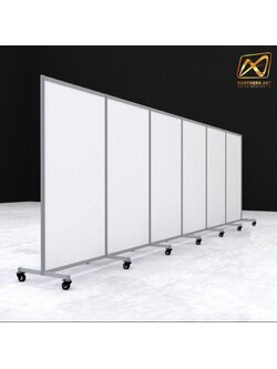 บอร์ดจัดนิทรรศการ บอร์ดอะลูมิเนียม รุ่น360องศา แบบ 6 บาน ขนาด 100x200 ซม. ตั้งตรงต่อเนื่อง ถอดประกอบได้ มีล้อเลื่อน พับได้ เคลื่อนย้ายสะดวก