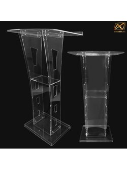 โพเดียมอะคริลิคใส รุ่น AC-16 TOPเอียง พร้อมกันตก ขนาด(W)60 x (L)45 ซม. สูง 113 ซม.