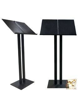 เมนูสแตนด์ เหล็กสีดำ ขนาด A2 เสาคู่ มีที่คั่นเมนูตรงกลาง ถอดออกได้