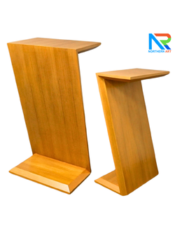 โพเดียมไม้ สีสัก ทรง Z ขนาด (W)60 x (L)40 x (H)110 ซม. แข็งแรง ทรงสวย เหมาะสำหรับการนำเสนอทุกโอกาส