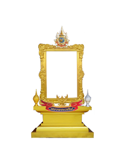 ซุ้มเฉลิมพระเกียรติ ขนาด 1.50 x 2.90 ม. พร้อมตราสัญญลักษณ์ พานพุ่ม ป้ายหน่วยงาน