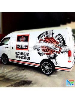 งานพิมพ์สติ๊กเกอร์ รีมูฟหลังเทา ติดรถตู้ ไม่มีคราบกาวตกค้าง มีบริการติดตั้ง