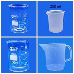 บีกเกอร์แก้ว / บีกเกอร์พลาสติก / ถ้วยตวงพลาสติกมีหูจับ (Beaker)