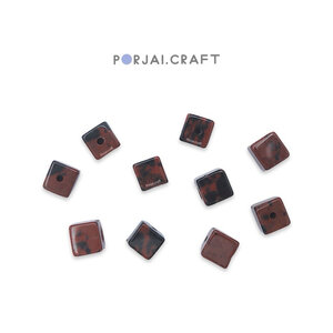 Mahogany Obsidian Cube Beads ลูกปัดมะฮอกกานีออบซิเดียน 6mm