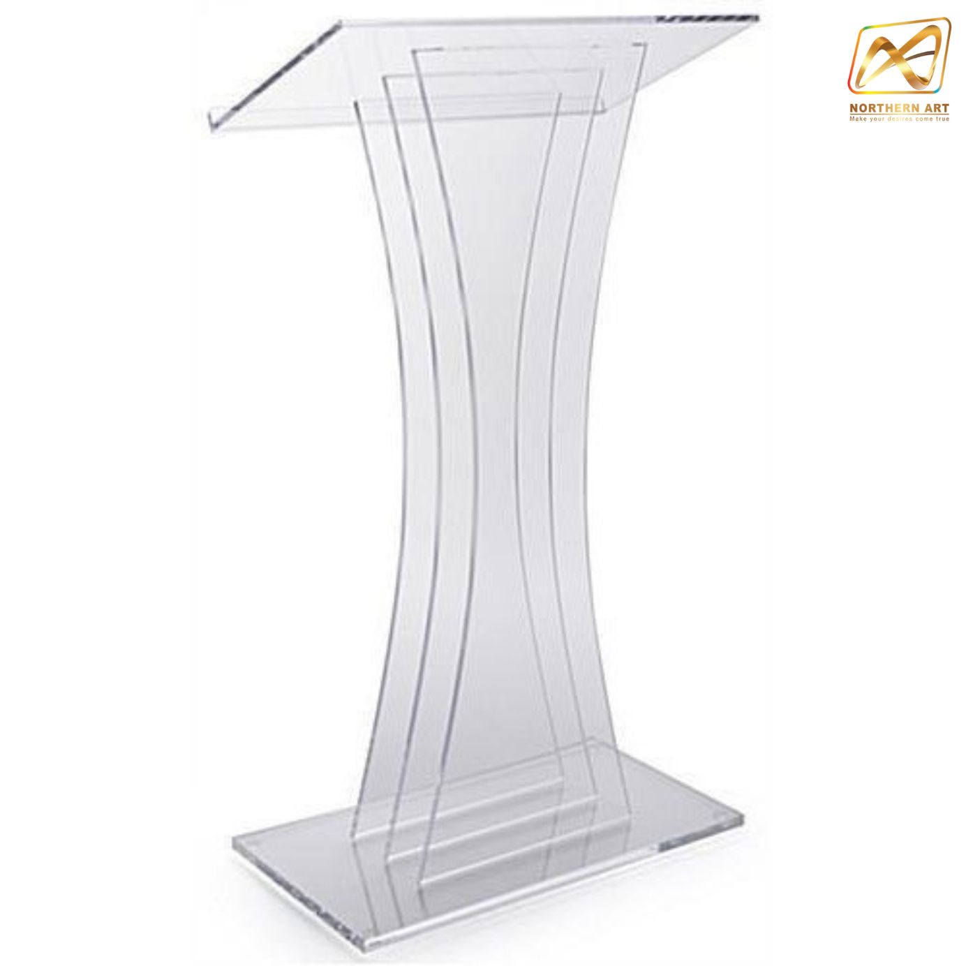 โพเดียม อะคริลิคใส AC-02 ขนาด(W)60 x (L)40 x (H)123 cm. TOP เอียงพร้อมกันตก วัสดุอะคริลิคใส หนา 10-20 มม.
