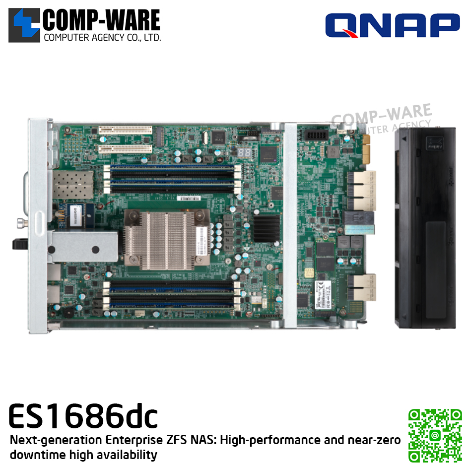 QNAP (3U 16-Bay) ES1686dc-2123IT-64G / Intel Xeon D-2123IT (4-Core) / 64GB DDR4 / 16 x 2.5"/3.5" SAS 12Gbps / 3 x Gigabit LAN / 4 x 10G-bE SFP+ / Redundant PSU / 5Y Warranty / No HDD / Rail Kit RAIL-E02
