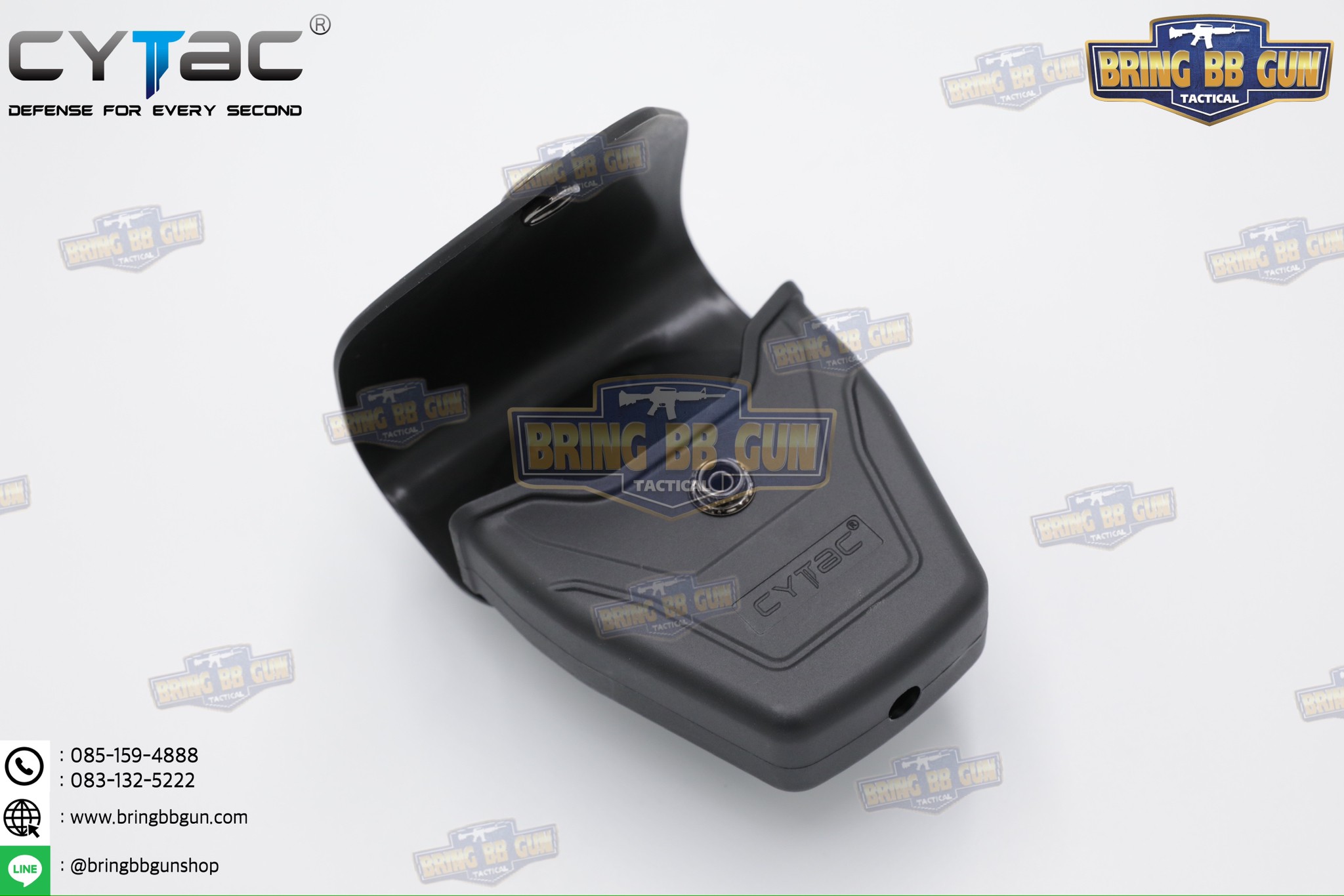 ซองกุญแจมือ รุ่นบานพับ (มีฝาปิด เพลทร้อยเข็มขัด) ยี่ห้อ Cytac (Handcuff Pouch with Lid) + กูญแจมือบานพับ