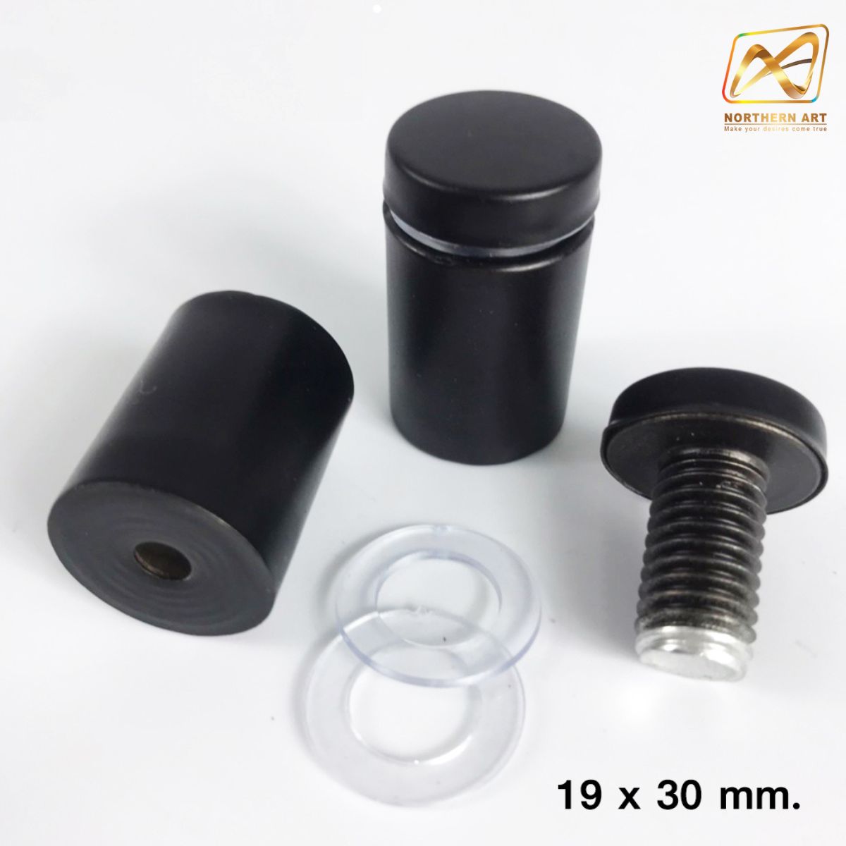 หมุดลอยสแตนเลส สีดำ ยึดกรอบภาพอะคริลิค หรือหมุดยึดกระจก (สั่งขั้นต่ำ 12 อัน)