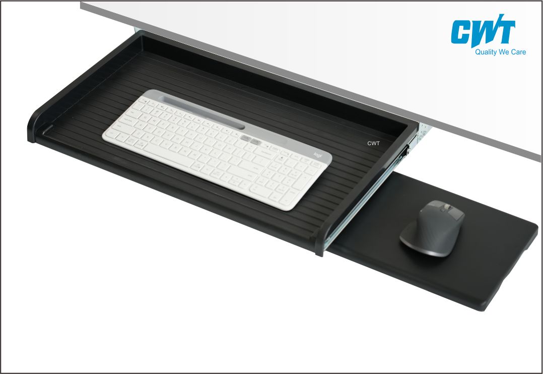 KB120 ถาดวางคีย์บอร์ด พร้อมถาดรองเม้าส์ สำหรับติดตั้งกับโต๊ะทำงาน โต๊ะคอม รุ่นยึดติดใต้โต๊ะ