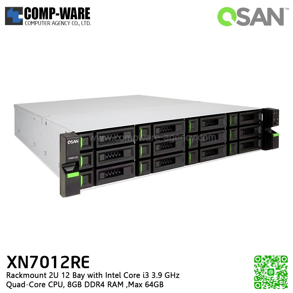 QSAN (12 Bays) XCubeNAS XN7012RE (8GB RAM) Rackmount 2U NAS Storage , No HDD