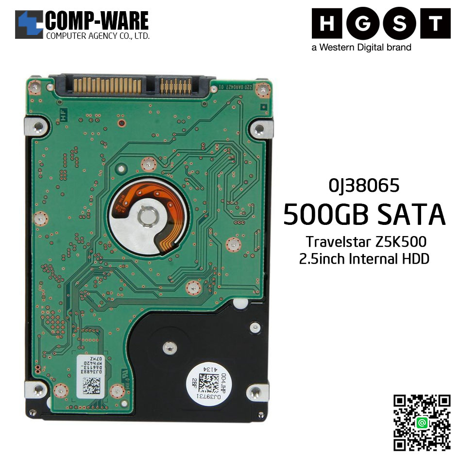 WD HGST Travelstar Z5K500 500GB 5400RPM SATA 6Gb/s 8MB Cache 2.5" Internal Hard Drive - 0J38065