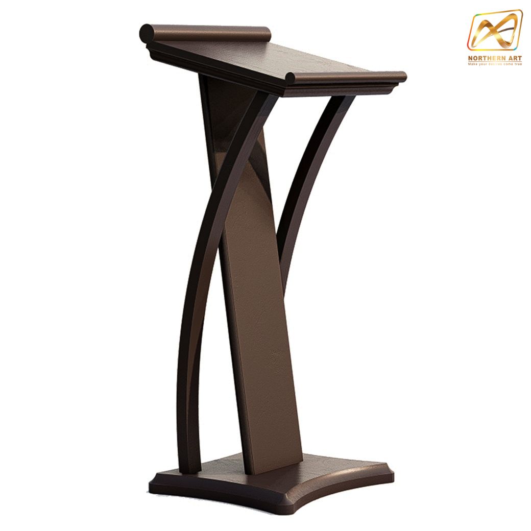 โพเดียมไม้ ขนาดTOP (W) 45 x (L) 50 cm.สูง 120 ซม.ตกแต่งไม้โค้งด้านข้าง สวยคลาสสิค พร้อมจัดส่งทั่วไทย