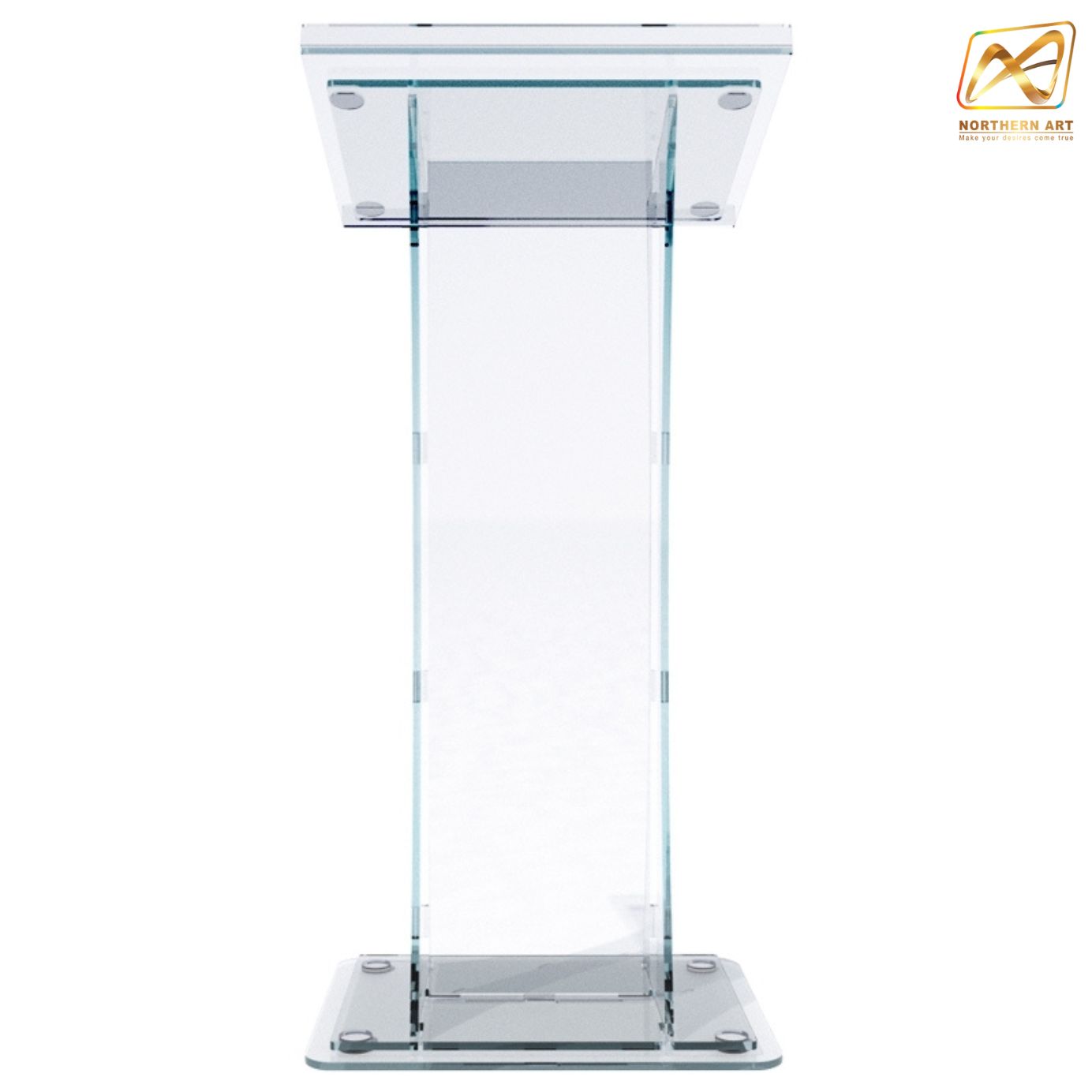 โพเดียม อะคริลิคใส AC-04 ขนาด (W) 55 x (L) 45 x (H)115 ซม.TOP เอียงพร้อมกันตก วัสดุอะคริลิคใส หนา 10-20 มม.