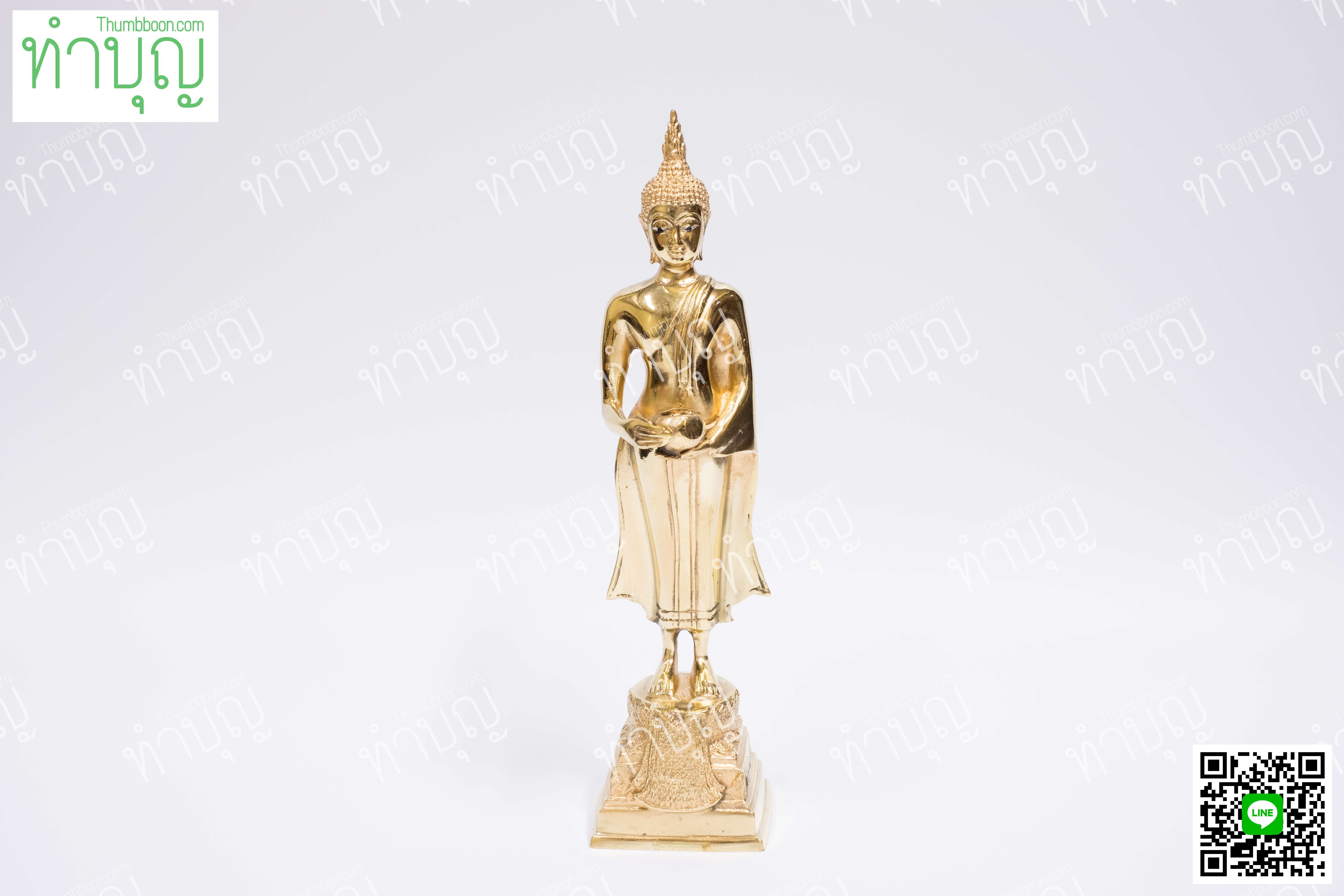 พระประจำวันพุธกลางวัน (ปางอุ้มบาตร) 5" ทองเหลือง