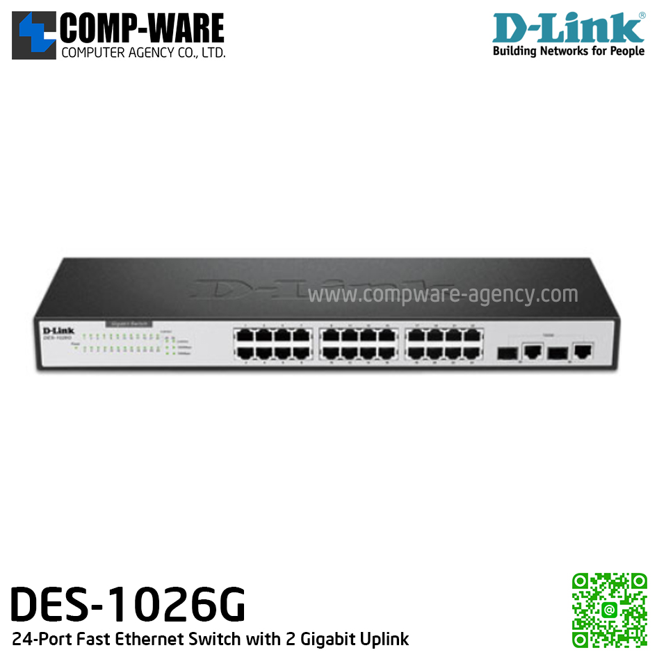 D-Link DES-1026G 24-port UTP 10/100Mbps, 2-Port UTP 10/100/1000Mbps