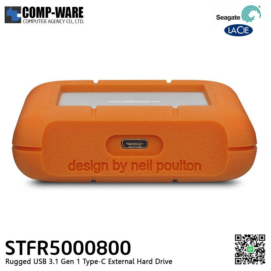 Seagate LaCie Rugged USB3.1 Gen 1 Type-C and USB 3.0 5TB Portable Hard Drive STFR5000800 // สินค้า By order สั่งขั้นต่ำ 8 Unit