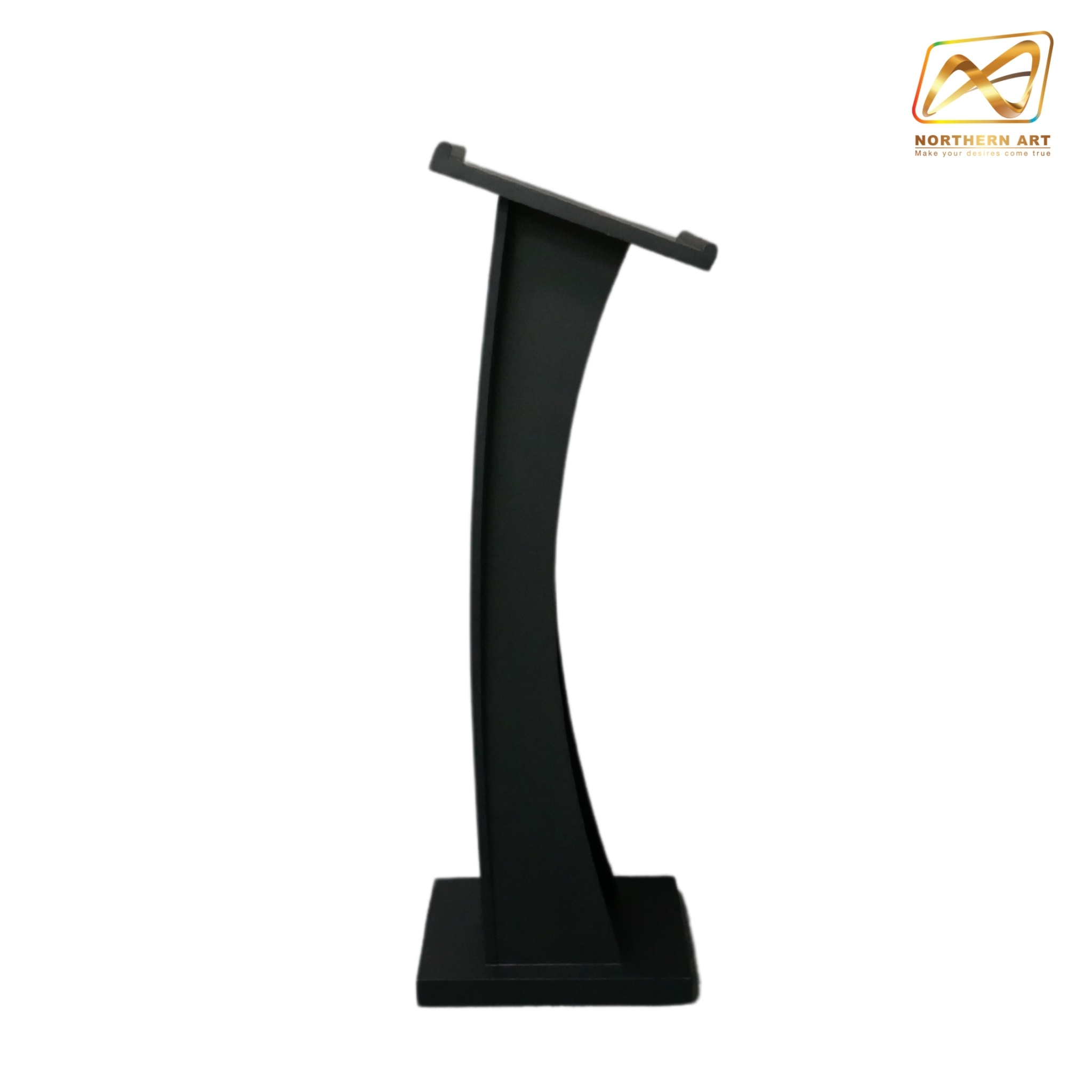 โพเดียมไม้ สีดำ ขนาด (W) 50 x (L) 40 x (H) 120ซม.TOP เอียง พร้อมชั้นวางของ