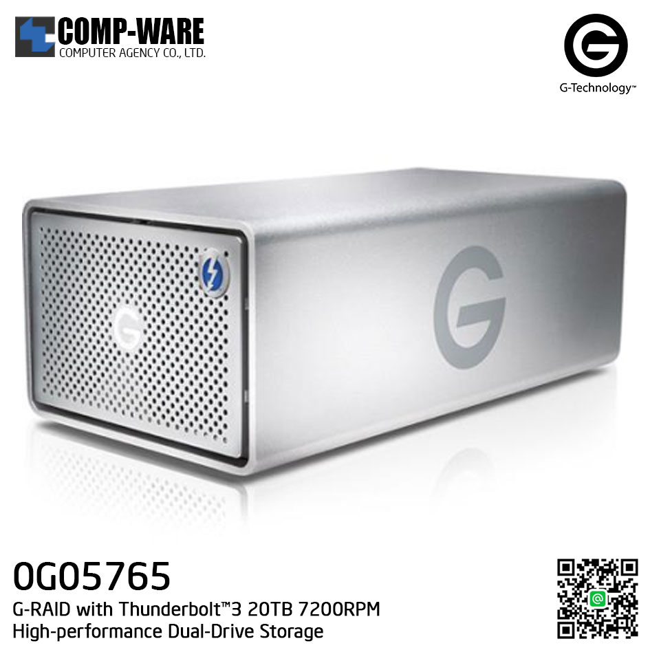 G-Technology G-RAID with Thunderbolt™3 20TB 7200RPM High-performance Dual-Drive Storage - 0G05765
