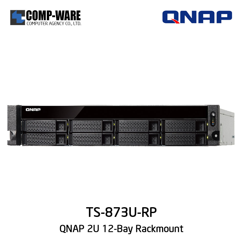 QNAP NAS (2U 8-Bay) TS-873U-RP (8GB RAM up to 64GB) Quad-core AMD R-Series RX-421ND Redundant Power Supply, No HDD
