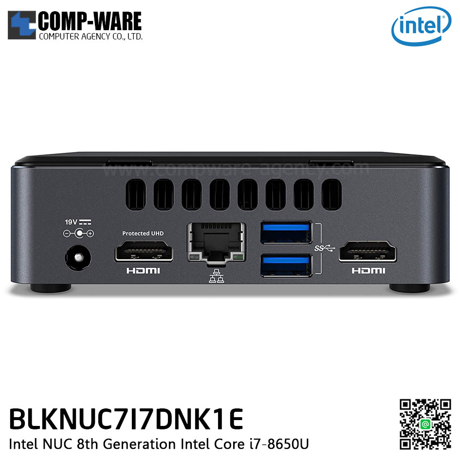 Intel NUC Kit NUC7I7DNK1E - i7-8650U, SSD M.2 SATA/PCIe, 2 x DDR4-2400 1.2V SO-DIMM, Mini Display, HDMI, Intel Wireless-AC 8265 vPro (IEEE 802.11ac 2x2) BLKNUC7I7DNK1E
