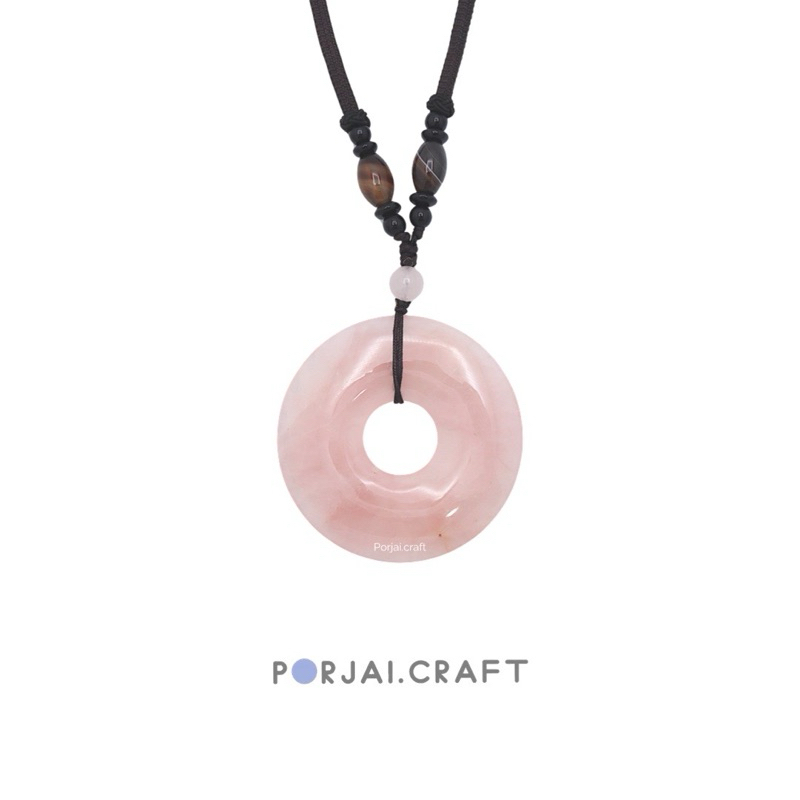 Rose Quartz Donut Necklace สร้อยคอโรสควอตซ์