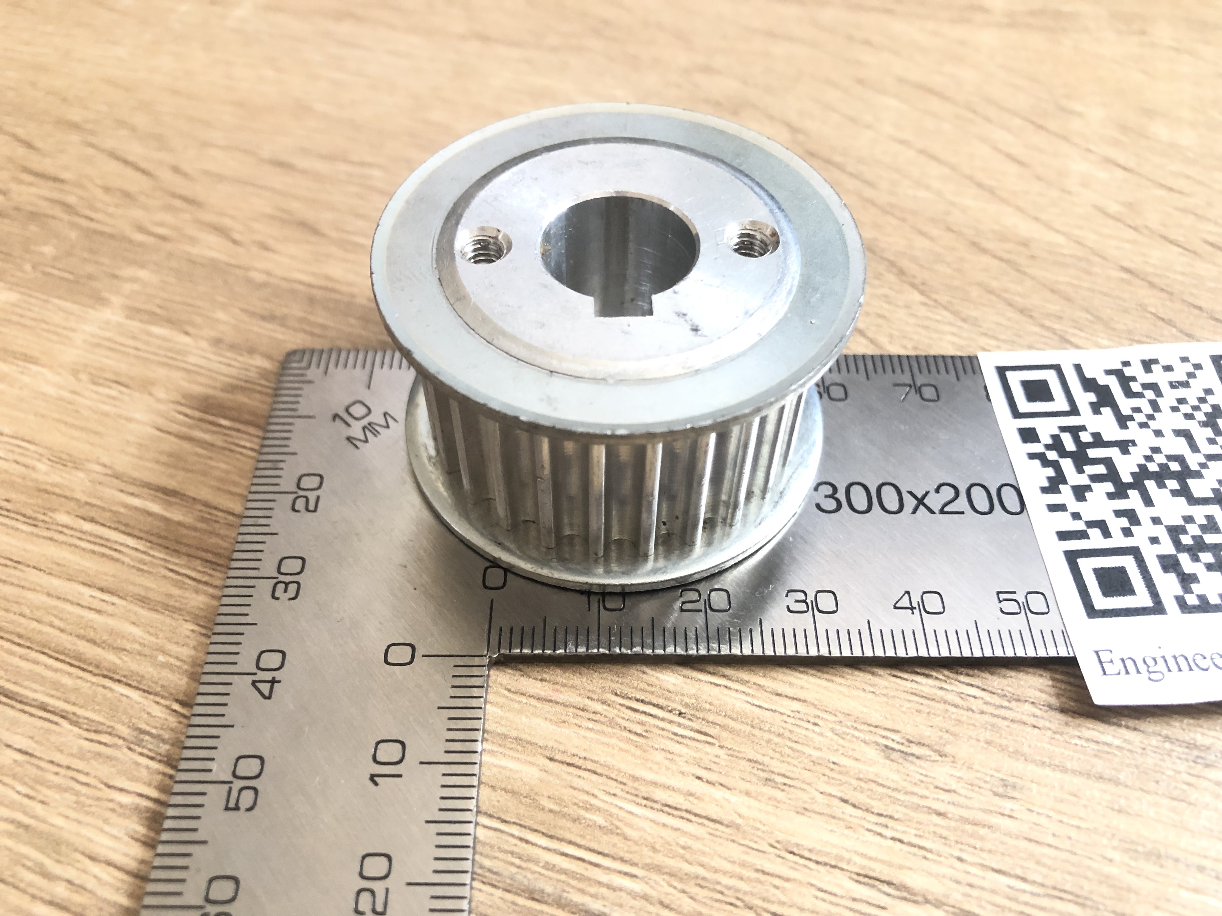 HTD 5M timing pulley 25 teeth bore 14 mm for 5M belt width 19mm แบบมีร่องลิ่ม (HTD 5M-25T-14B-19)