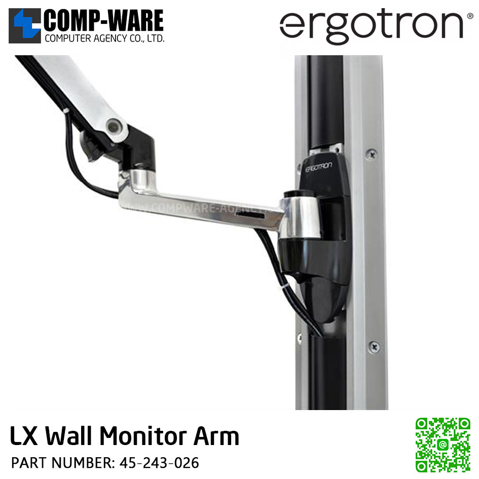 Ergotron LX Wall Monitor Arm ,Monitor Mount (COLOR: POLISHED ALUMINUM) EGT-45-243-026 (10Y Warranty)
