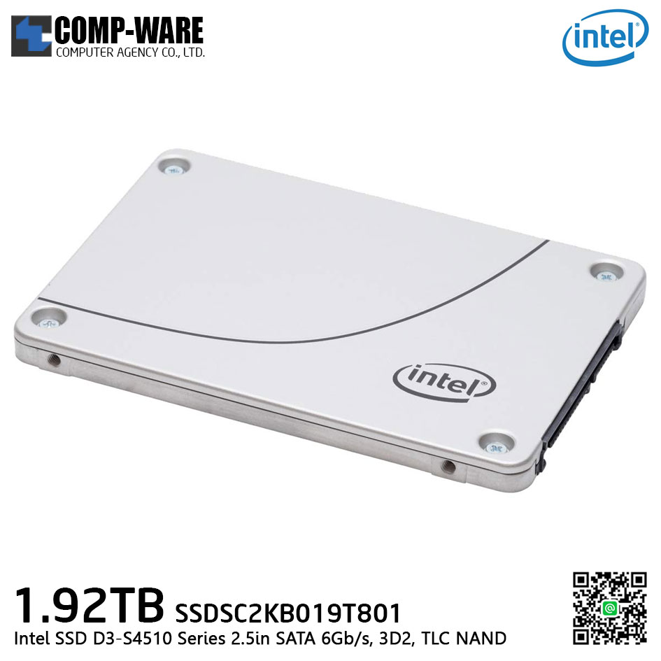 Intel SSD D3-S4510 Series (1.92TB, 2.5in SATA 6Gb/s, 3D2, TLC) Generic Single Pack - SSDSC2KB019T801