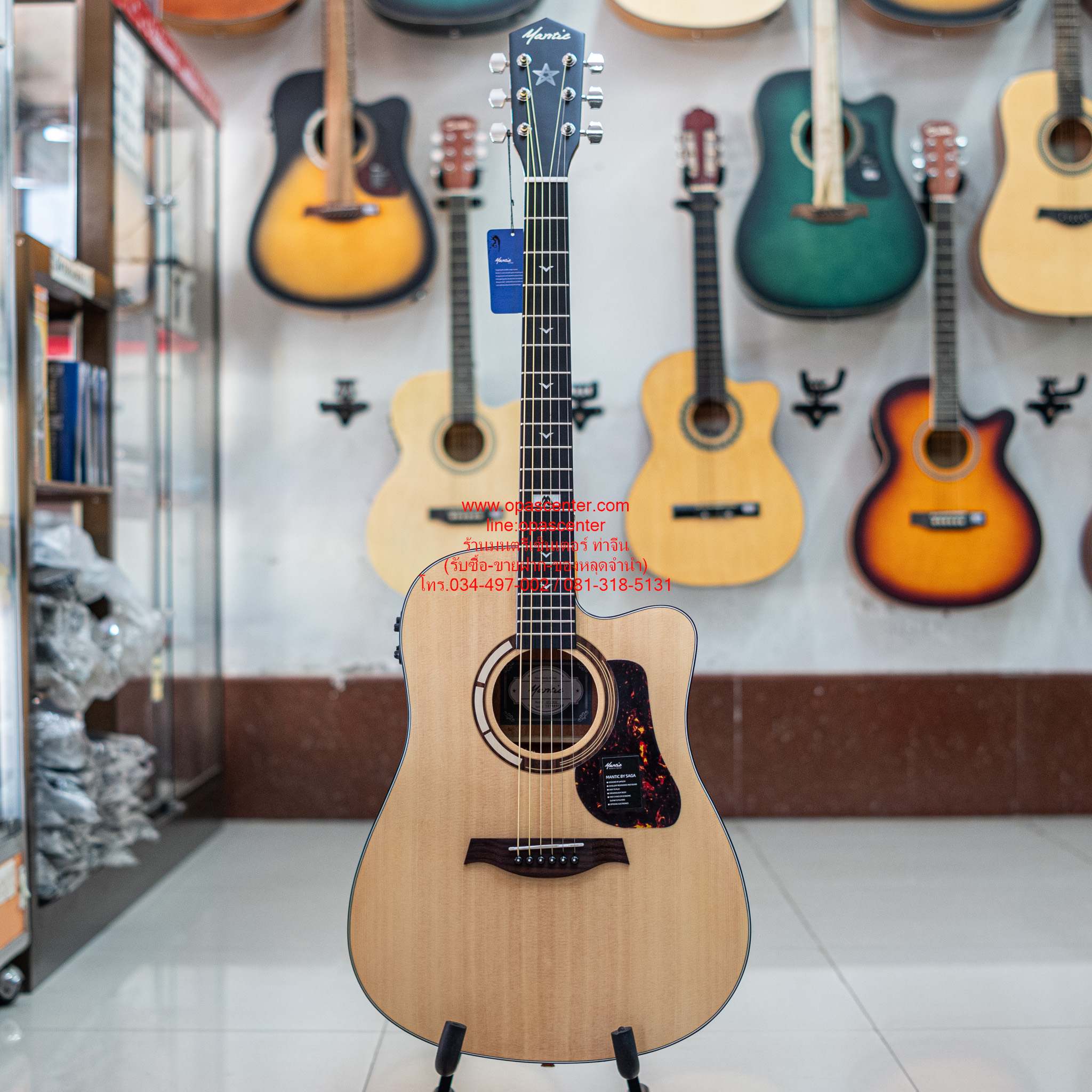 กีต้าร์โปร่งเว้าไฟฟ้า Mantic GT-1DCE 41 นิ้ว คอเว้า สีไม้ ไม้แองเกิลแมนสปรูซ/เชอร์รี่วู้ด มีเครื่องตั้งสายในตัว ของใหม่