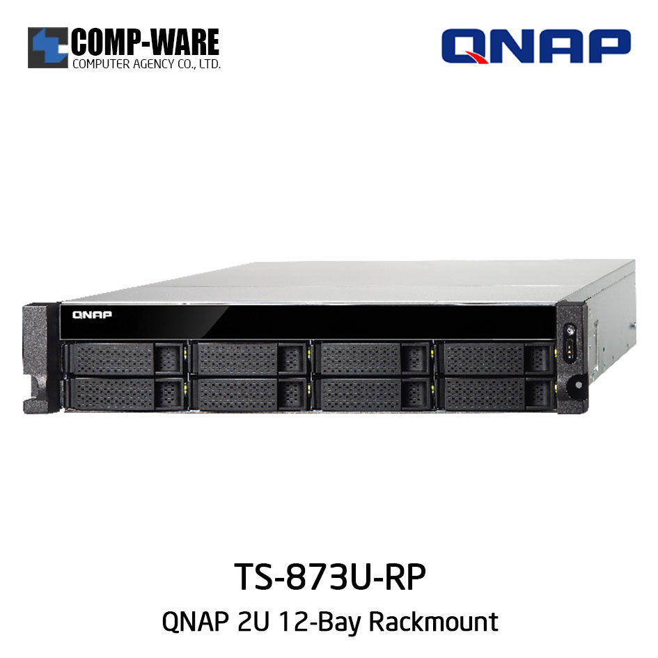 QNAP NAS (2U 8-Bay) TS-873U-RP (8GB RAM up to 64GB) Quad-core AMD R-Series RX-421ND Redundant Power Supply, No HDD