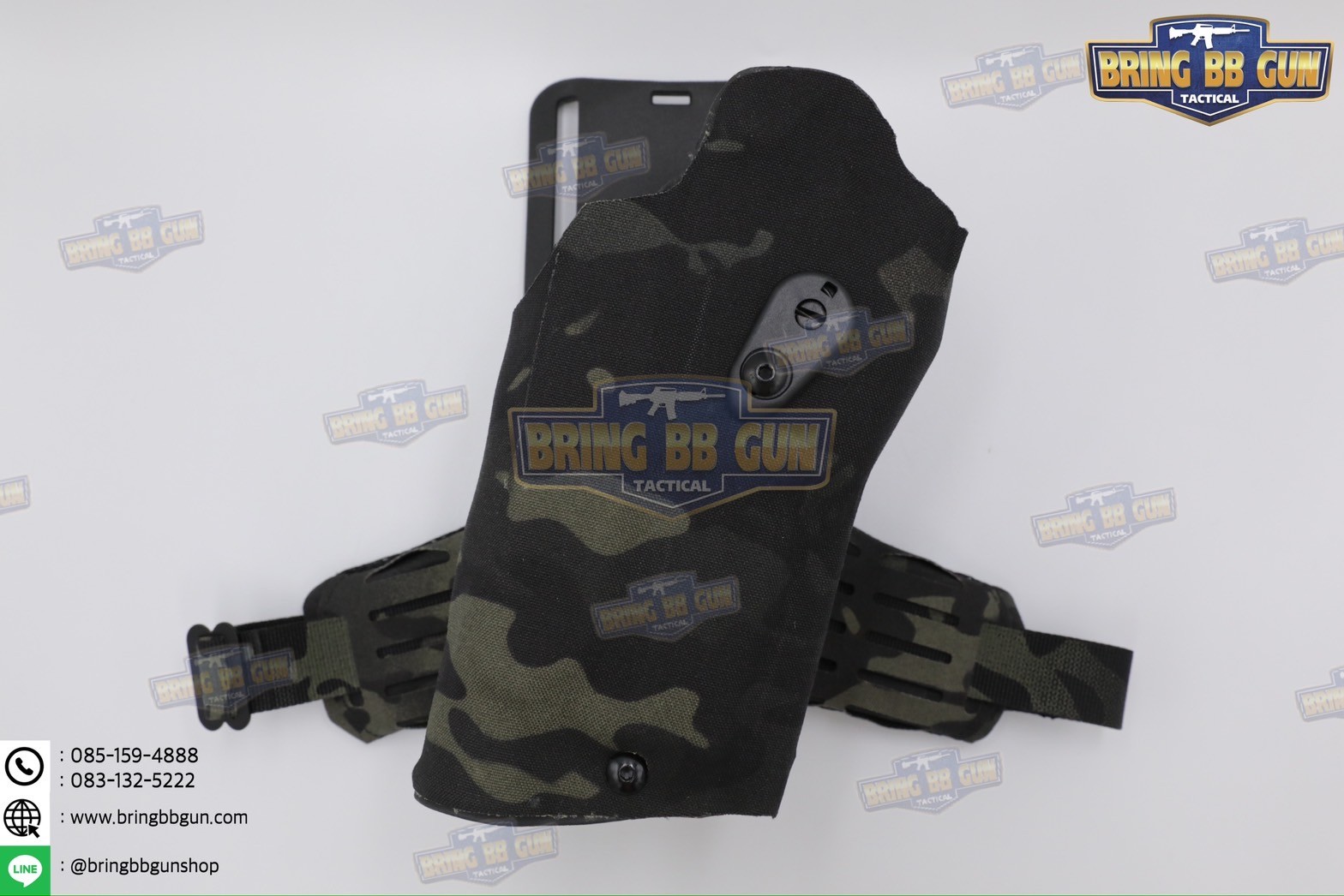 ซองปืน 6354DO Ver. 2 (ซอง6354+สายรัดต้นขาแบบนวม) ซองปืนพกนอกปลดนิ้วโป้ง + ช่องไฟฉาย (ซองปืน 6354DO) (6354 DO) (Glock 17/18/19 + X300) (P320 + X300)