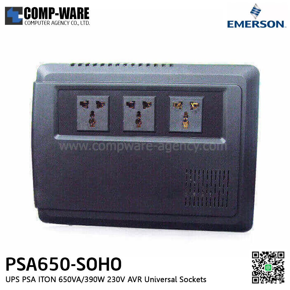 Vertiv (EMERSON) Liebert UPS PSA ITON 650VA/390W 230V AVR Universal Sockets / PSA650-SOHO / 2Yrs On Site