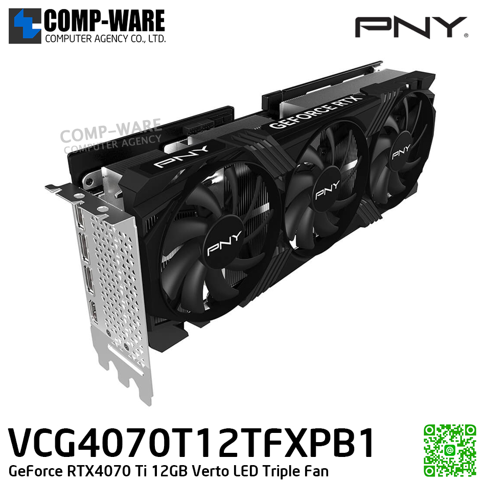 PNY GeForce RTX4070 Ti 12GB Verto LED Triple Fan - VCG4070T12TFXPB1 - 3Y Warranty
