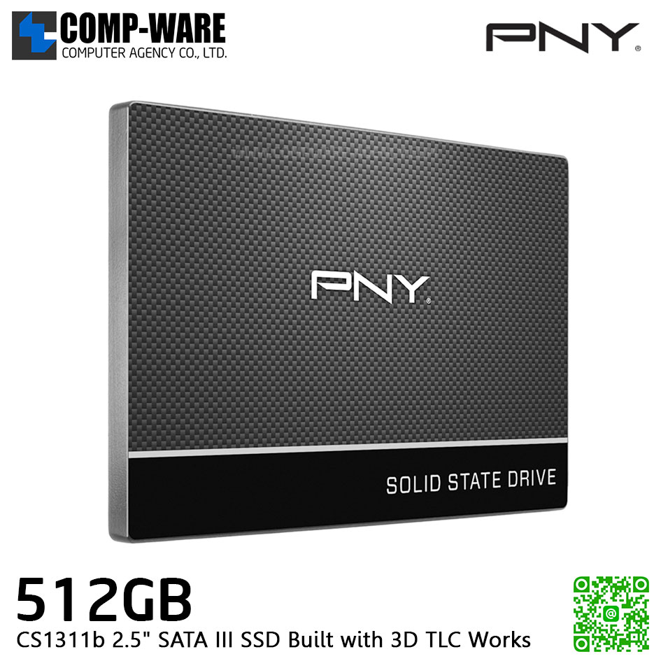 PNY 512GB CS1311b 2.5" SATA III SSD SSD7CS1311B-512-RB Built with 3D TLC Works with Desktops or Laptops 20X faster