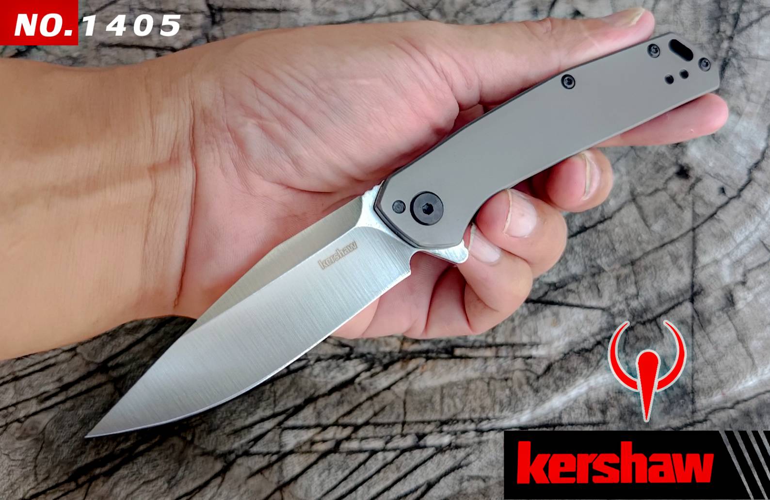 มีด Kershaw no.1405 มีดพับสุดหรู ด้ามแบบเรียบง่าย แต่ใบมีดดีไซน์มาได้หล่อเข้ม body สแตนเลส ระบบเฟรมล็อคอย่างหนา