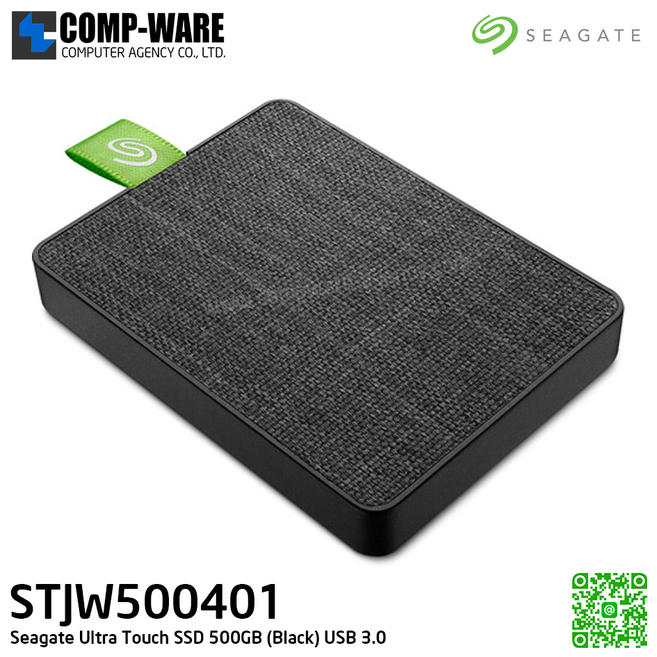 Seagate Ultra Touch SSD 500GB (Black) USB 3.0 Speed Up to 400MB/s **เนื้อสัมผัสเป็นผ้า** สามารถโอนถ่ายข้อมูลผ่านโทรศัพท์มือถือ Android (OTG) STJW500401