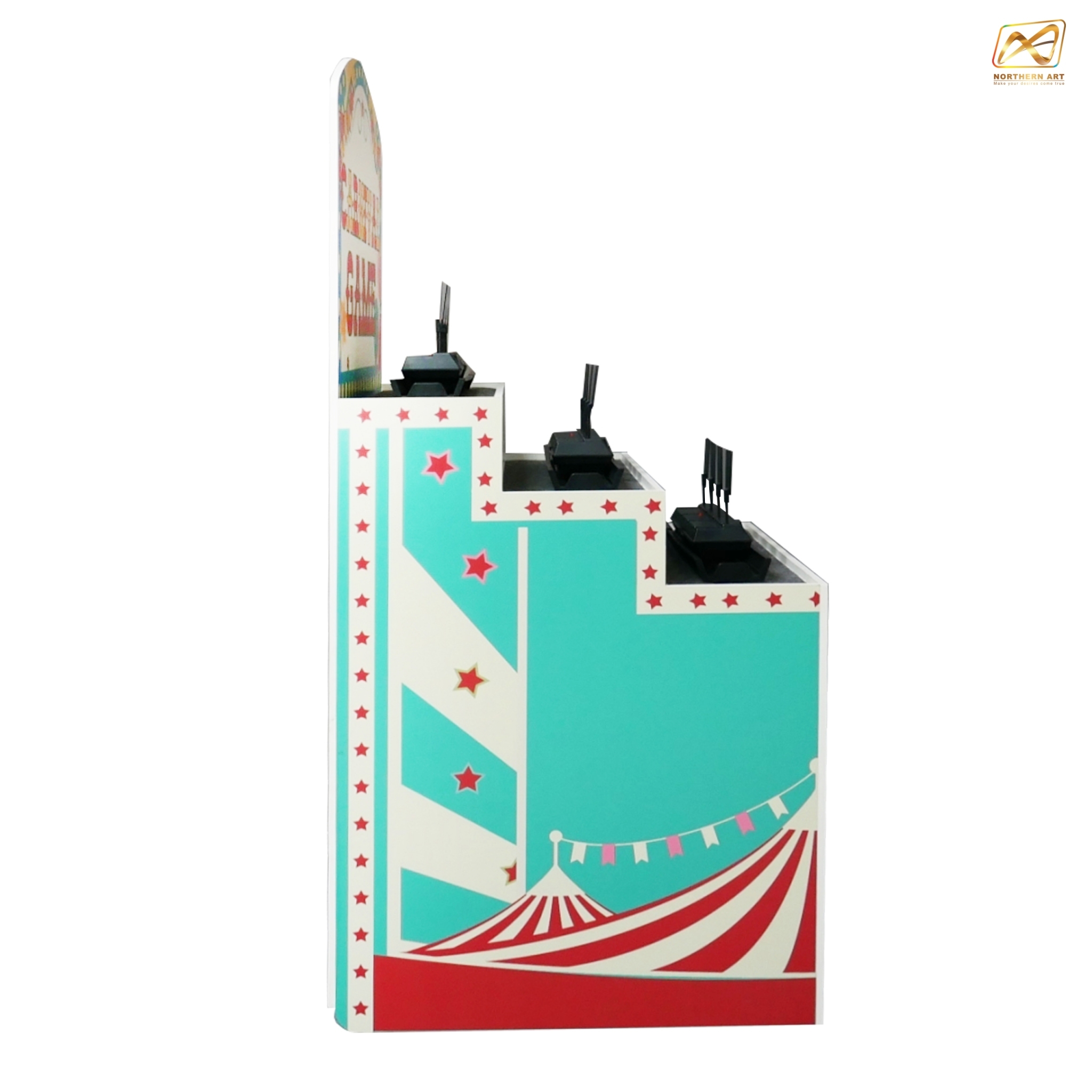 ตู้เกมส์ CARNIVAL เกมส์ยิงเป้าเคลื่อนที่ ขนาด (W) 80 x (L)64 x (H)160 cm. พร้อมเป้าเคลื่อนที่4แผ่น 3 ชุด ปืนกระสุนยาง 2 ชุด