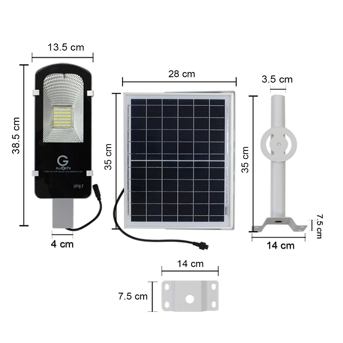 IWC-STR-SOLAR+LEG+REMOTE-40W-WH โคมไฟถนน โซล่าเซลล์ พร้อมรีโมท