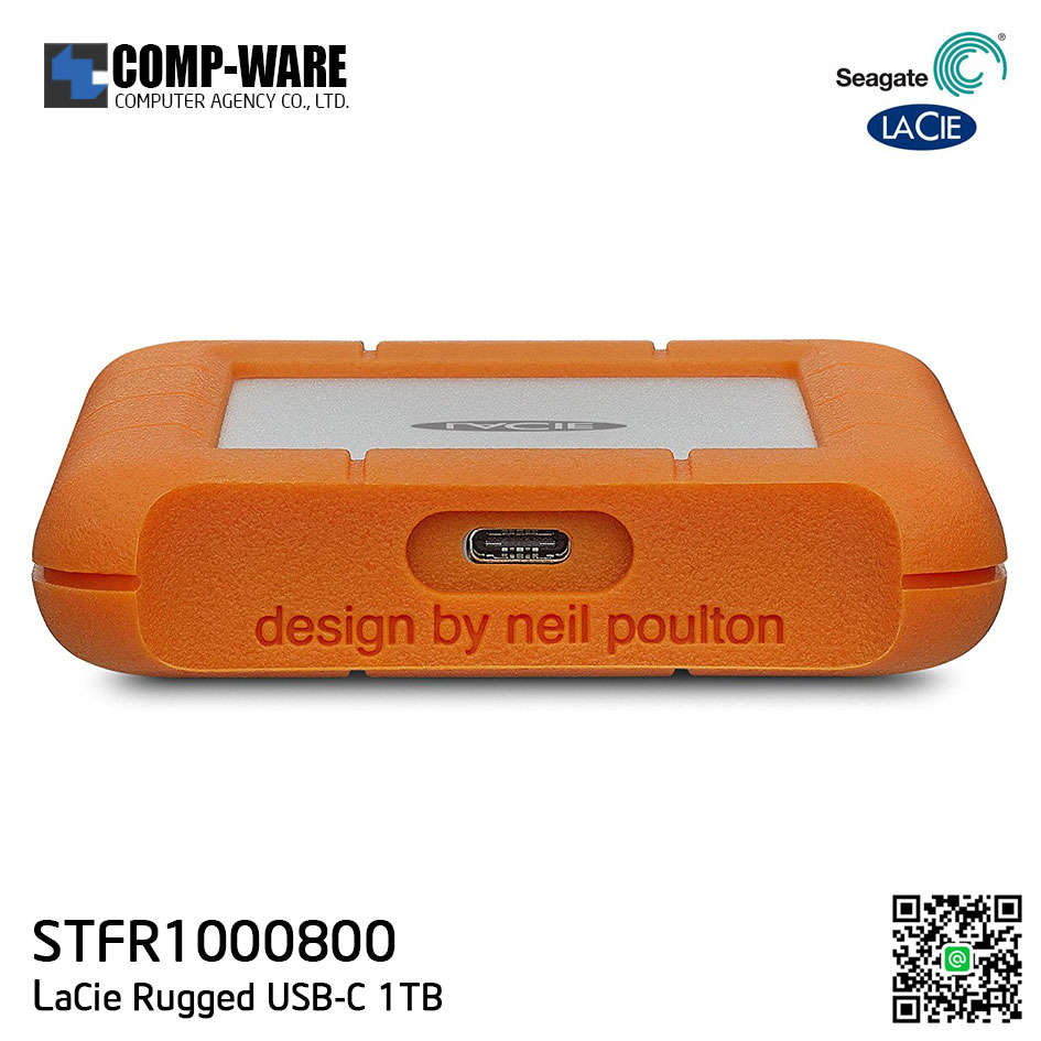 Seagate LaCie Rugged USB-C and USB 3.0 1TB Portable Hard Drive STFR1000800