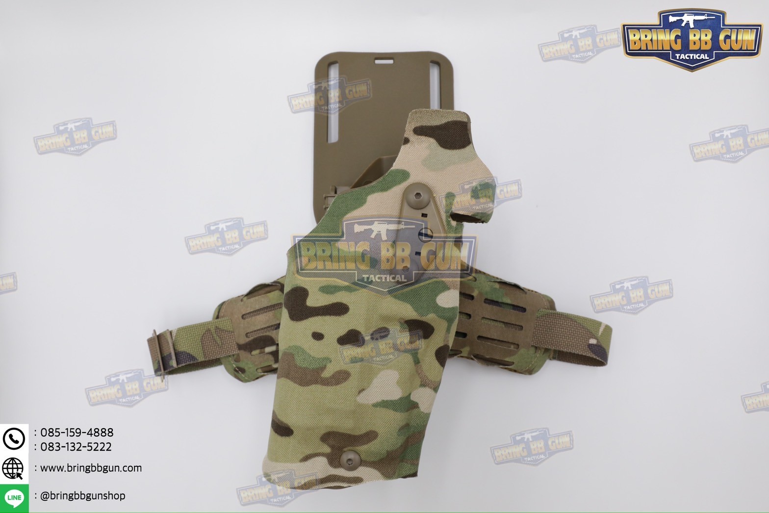 ซองปืน 6354DO Ver. 2 (ซอง6354+สายรัดต้นขาแบบนวม) ซองปืนพกนอกปลดนิ้วโป้ง + ช่องไฟฉาย (ซองปืน 6354DO) (6354 DO) (Glock 17/18/19 + X300) (P320 + X300)