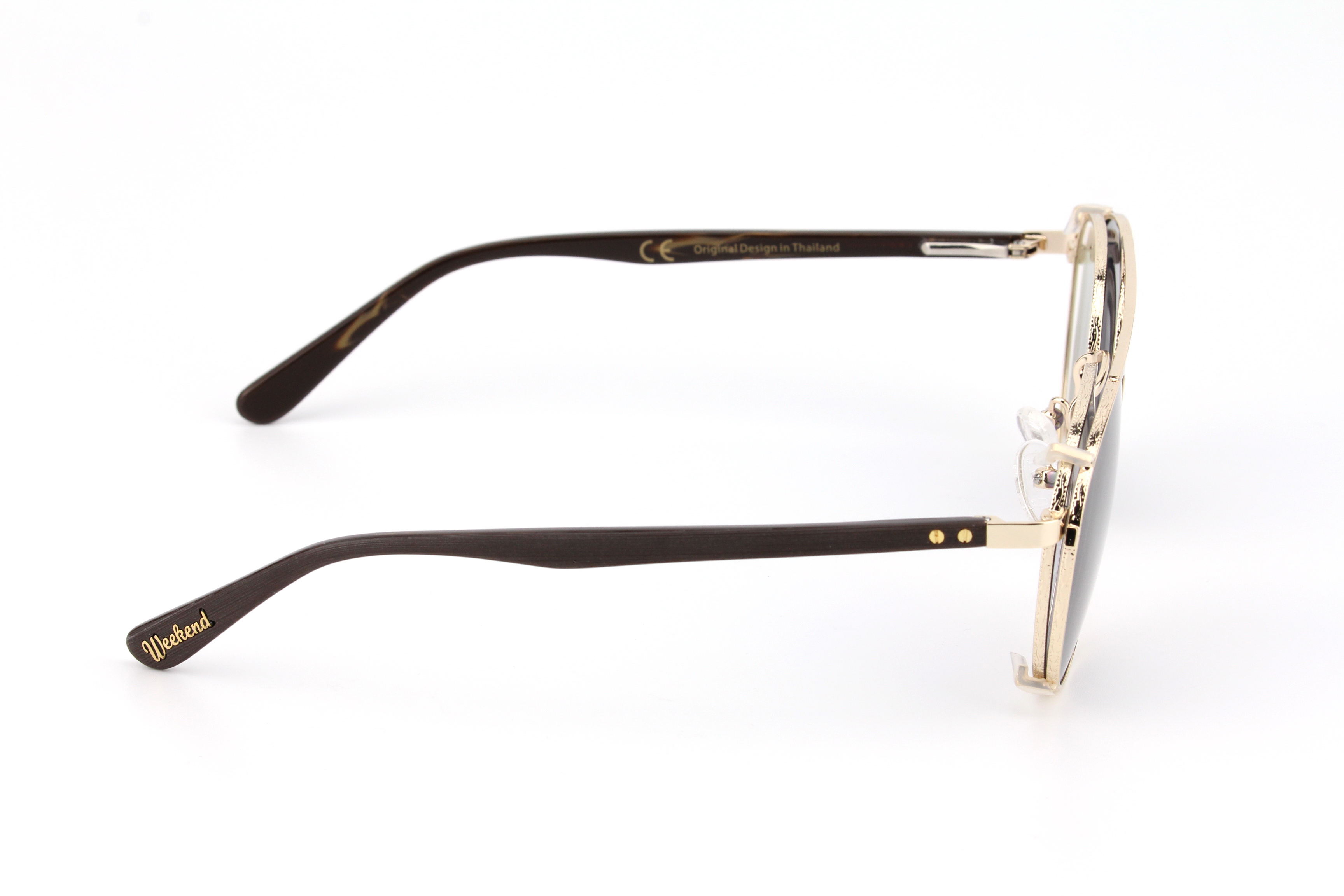 กรอบแว่นสายตาพร้อมคลิปกันแดด Weekend Round Gold