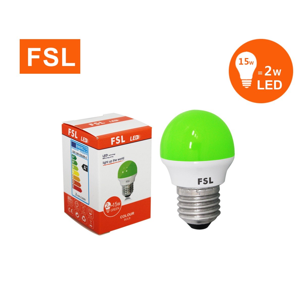 หลอดปิงปอง แสงสีเขียว FSL-BLUB-2W-GREEN