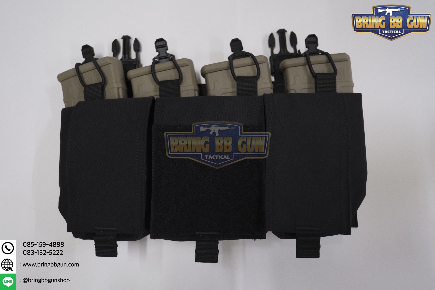 เพ้าแม็กกาซีน 5.56 แบบ4ช่อง ติดเสื้อเกราะ/เสื้อเวส (5.56 Quadruple mag plate) (Velcro Front Panel)