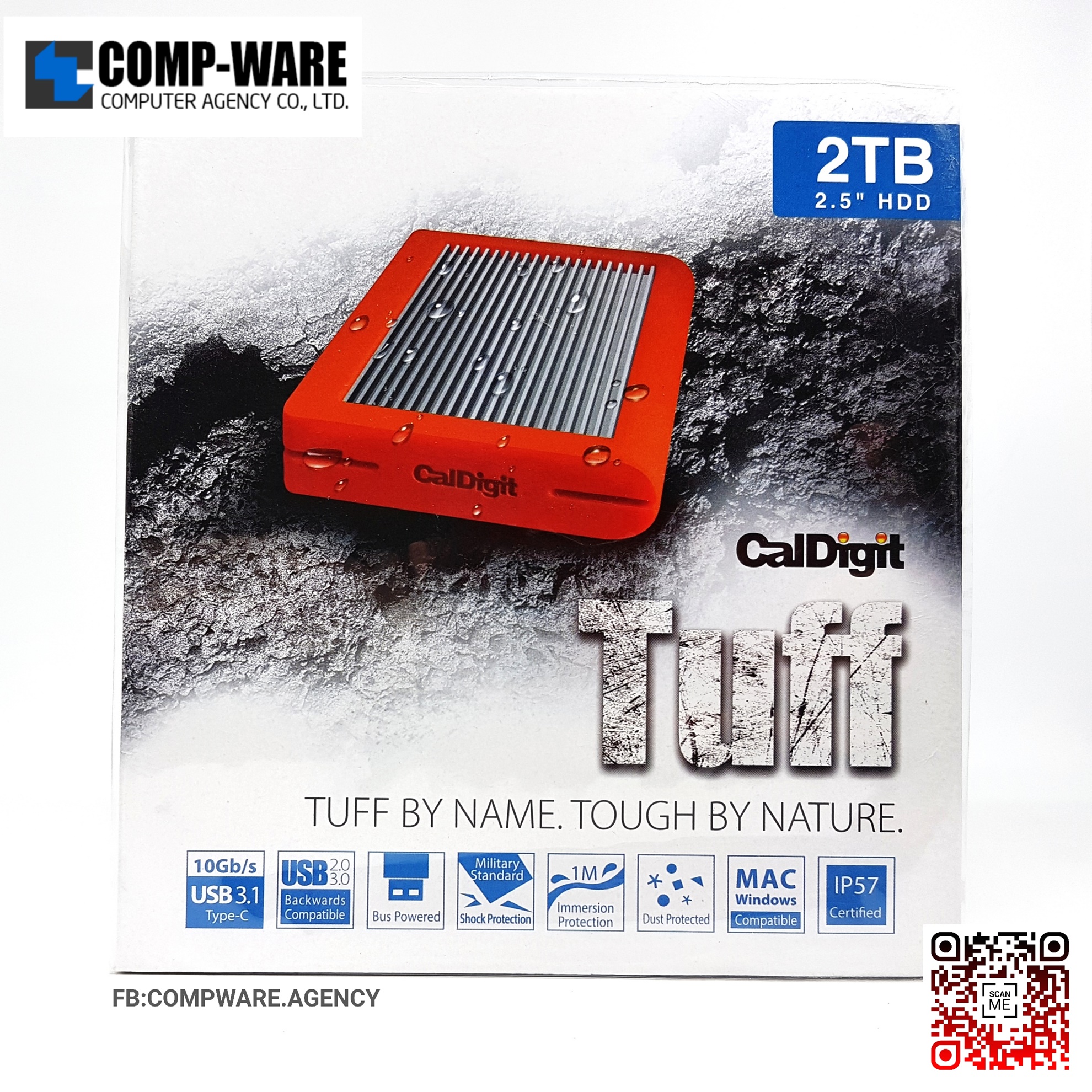 CalDigit 2TB Tuff USB 3.1 Gen 2 Type-C External Hard Drive (Blue / Green / Orange / Gray / Black) ** ไม่มีประกัน **