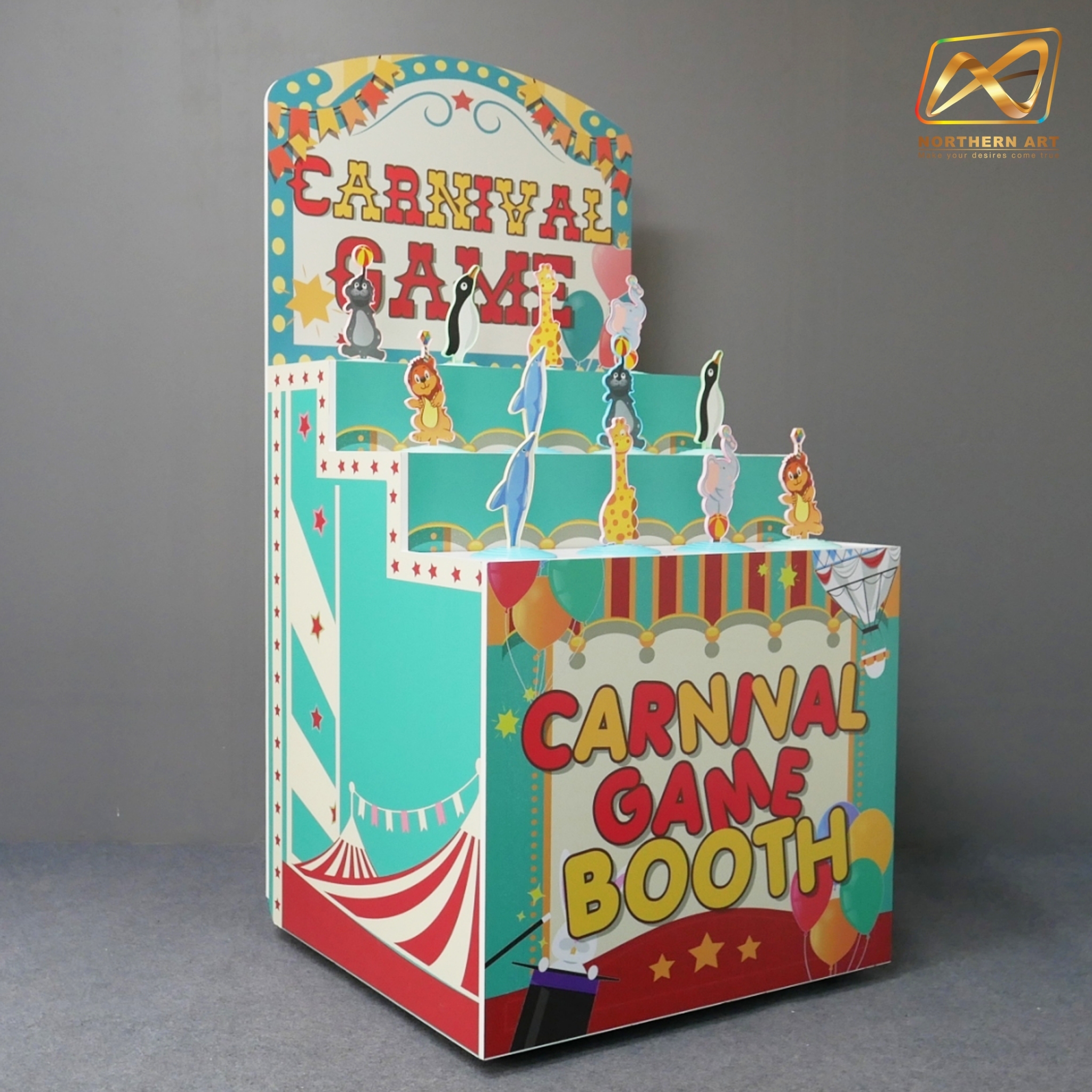 ตู้เกมส์ CARNIVAL เกมส์โยนห่วงชุดสัตว์ ขนาด (W) 80 x (L)64 x (H)160 cm. ชุดสัตว์ 12 ตััว พร้อมห่วง 36 อัน (คละสีคละขนาด)