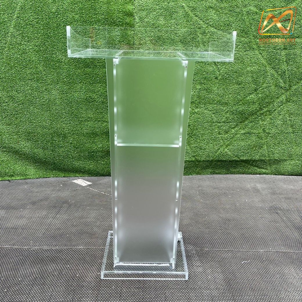 โพเดียมอะคริลิค เรืองแสงLED เปลี่ยนสีได้ พร้อมรีโมท TOP ตรง ขนาด (W) 60 x (L) 40 x (H) 113 ซม.