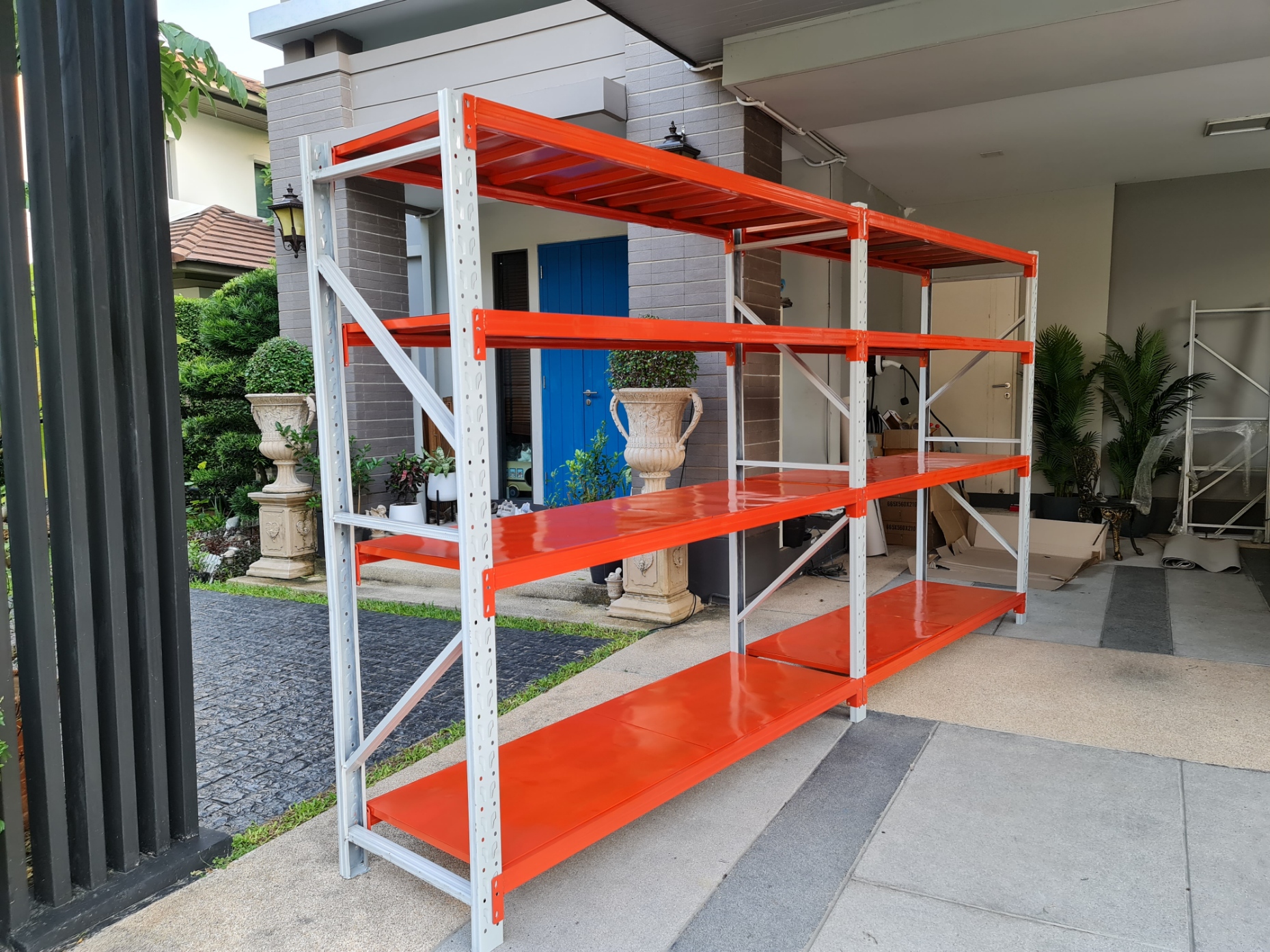 ชั้นวางสินค้า Micro Rack Double Rack (ชั้น2ล็อก สีทูโทนส้มขาว) 400x60x200cm.