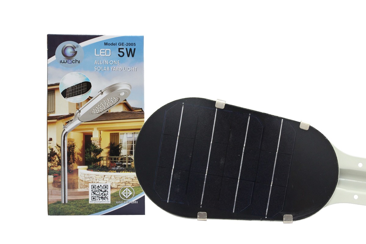 IWC-STR-SOLAR-5W โคมไฟถนนโซล่าเซลล์ (รุ่นใหม่) แสงขาวและแสงวอร์มไวท์